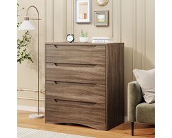 Bealife AP22 Ladekast - Opbergkaste Slaapkamer met 4 Ruime - Lichtbruin