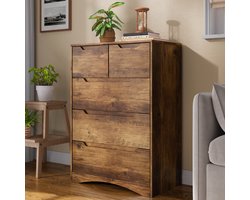 Bealife AP23 Ladekast - Opbergkaste Slaapkamer met 5 Ruime - Lichtbruin