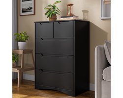 Bealife AP23 Ladekast - Opbergkaste Slaapkamer met 5 Ruime - Zwart