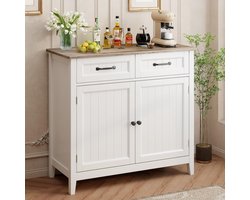 Bealife AP30 Keukenkast - Ladekast met 2 Laden en 2 Deuren - Dressoir Keukenbuffet met Werkbladen voor Keuken, Woonkamer, Hal en Eetkamer-90x40x81cm -Grijs