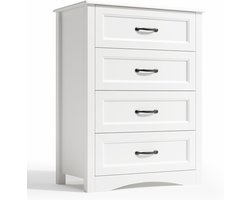 Bealife AP64 Ladekast voor Slaapkamer - Kledingkast met 4 Laden - Metalen Handgrepen, Modern Design en Eenvoudige Montage, 68,5 x 40 x 91,5 cm - Wit