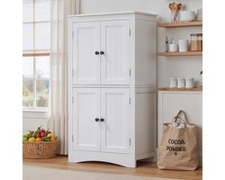 Bealife AP75 Opbergkast met 4 Deuren en Verstelbare Planken - Voor Kantoor, Badkamer of Slaapkamer - Wit