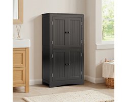 Bealife AP75 Opbergkast met 4 Deuren en Verstelbare Planken - Voor Kantoor, Badkamer of Slaapkamer - Zwart