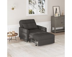 Bealife AR22 Slaapbank 1 Persoons- 3-In-1 Bank met Slaapfunctie - Verstelbare Bedbank - Sofa met Armleuningen voor Woonkamer Slaapkamer Logeerkamer - 191x68x44cm-Donkergrijs