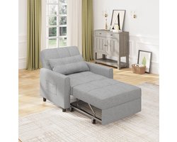 Bealife AR22 Slaapbank 1 Persoons- 3-In-1 Bank met Slaapfunctie - Verstelbare Bedbank - Woonkamer Slaapkamer Logeerkamer -Sofa met Armleuningen voor -191x68x44cm -Licht Grijs