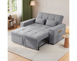 Bealife AR27 2-zits Slaapbank – 3-In-1 Bank met Slaapfunctie met 5-standige verstelbare rugleuning – Voor woonkamer, slaapkamer of logeerkamer – Grijs