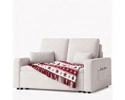 Bealife AR28 2-zits Slaapbank - 3-In-1 Bank met Slaapfunctie - Verstelbare Bedbank - Sofa met Armleuningen voor Woonkamer Slaapkamer - 150x82x87cm - Beige