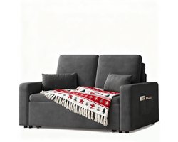 Bealife AR28 2-zits Slaapbank - 3-In-1 Bank met Slaapfunctie - Verstelbare Bedbank - Sofa met Armleuningen voor Woonkamer Slaapkamer - 150x82x87cm - Donkergrijs