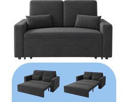 Bealife AR28 Slaapbank 2 persoons - 3-in-1 Bank met Slaapfunctie - Verstelbare Sofa met Armleuningen - Tweepersoonsbed voor woonkamer, slaapkamer of logeerkamer - Donkergrijs
