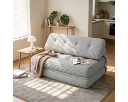 Bealife AR33 Slaapbank - Opvouwbaar - 2 Persoons Vouwbank- Corduroy - Zacht - Voor woonkamer en slaapkamer – Grijs