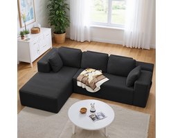 Bealife AR35 Hoekbank - L-vormige Bank - Corduroy - Vierpersoons - Donkergrijs