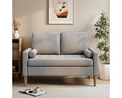 Bealife AR38 Moderne 2-Zits Bank - Met ademende linnen stof en hoogveerkrachtig schuim - Geschikt voor woonkamer en slaapkamer - Lichtgrijs