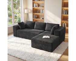 Bealife AR43 Hoekbank - Opbergruimte - 4 Zitsbank- Fluweel - Donkergrijs