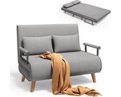 Bealife AR51 Slaapbanken 2-zitsbank met Bedfunctie - Fauteuilmet Verstelbare Rugleuning en 2 kussens met slaapfunctie - voor Kleine Appartementen - Lichtgrijs