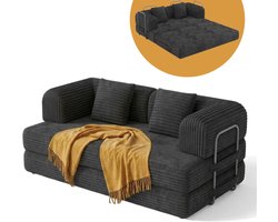 Bealife AR62 2-persoons slaapbank, 4-in-1 - Opvouwbaar – Vouwbank met armleuningen en slaapfunctie – Voor woonkamer en slaapkamer - 70×200×100 cm – Donkergrijs