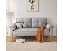 Bealife AR71 Zitsbank - Kleine 2-zitsbank met Armleuningen en Zijvak - Moderne Stoffen Bank - voor Woonkamer Appartement Kantoor - 145 x 77 x 77 cm - Lichtgrijs