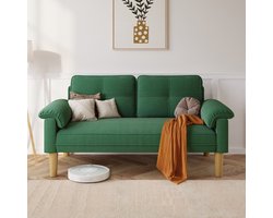 Bealife AR71 Zitsbank - Kleine 2-zitsbank met Armleuningen en Zijvak - Moderne Stoffen Bank - voor Woonkamer Appartement Kantoor - 145 x 77 x 77 cm - Groente