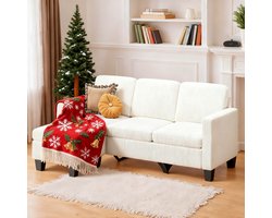 Bealife AR93 Hoekbank - L-vormige bank - Corduroy - Vierzits - 188×137×89cm - Wit