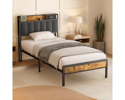 Bealife BF24 Bedframe - 200 x 90 cm - met Opslaghoofdsteun - Grijs