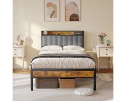 Bealife BF25 Bedframe - 200 x 120 cm - met Opslaghoofdsteun - Licht Grijs