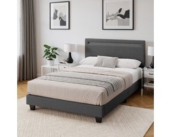 Bealife BF27 Bedframe - 200 x 120 cm - LED-verlichting - Hoofdbord en lattenbodem - Donkergrijs