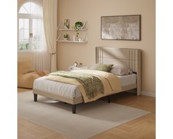 Bealife BF45 Bedframe - 200 x 140 cm - Tweepersoonsbed - Hoofdbord en Lattenbodem - Beige