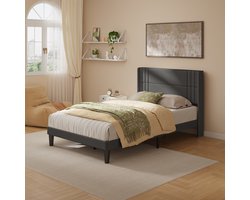 Bealife BF45 Bedframe - 200 x 140 cm - Tweepersoonsbed - Hoofdbord en Lattenbodem - Donkergrijs
