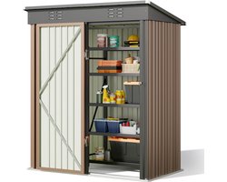 Bealife CC21 Metalen Gereedschapsschuur - 180 x 162 x 95 cm - voor Achtertuin Terras Gazon - bruin