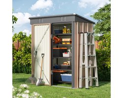 Bealife CC21 Tuinhuis - Metalen Gereedschapsschuur - 180 x 162 x 95 cm - voor Achtertuin Terras Gazon - Bruin