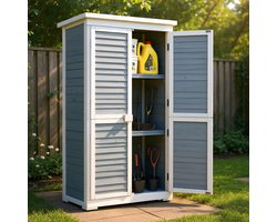 Bealife CC30 Bergingen - Twee verwijderbare planken - Vier opslagopties - Waterdicht blad voor binnen- en buitengebruik - 76x42x160 cm - Grijs