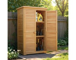 Bealife CC30 Gereedschapskamer - Twee verwijderbare planken - Vier opslagopties - Waterdicht blad voor binnen- en buitengebruik - 76x42x160 cm - Naturel