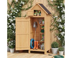 Bealife CC31 Tuinkast - Bergingen met asfalt dak – Waterdicht & vochtbestendig – Diverse opslagopties - Voor binnen en buiten – 78 x 46 x 179 cm – Naturel