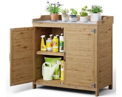 Bealife CC50 Plantentafel met Onderkast - Tuinkast met Werkblad met 1 Verplaatsbare Plank voor Binnen en Buiten - 98x48x95cm-naturel