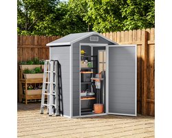 Bealife CC75 Plastic Tuinschuur- Gereedschapshuis Met Aluminium Frame & Dubbelwandige PP Platen - Roestvrij en Waterdicht - Grijs
