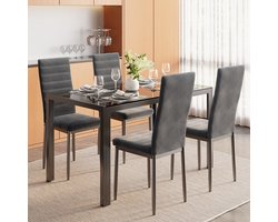 Bealife Eetkamerstoelen Set van 4 Eetkamerstoelen voor Keuken Eetkamer Fluwelen Zitting Gewatteerde Stoelen Modern (Donker Grijs, 4)