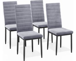 Bealife Eetkamerstoelen Set van 4 Eetkamerstoelen voor Keuken Eetkamer Fluwelen Zitting Gewatteerde Stoelen Modern (Licht Grijs, 4)