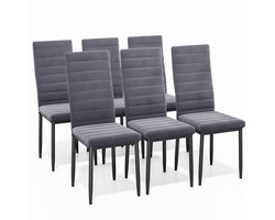 Bealife Eetkamerstoelen Set van 6 Eetkamerstoelen voor Keuken Eetkamer Fluwelen Zitting Gewatteerde Stoelen Modern (Donker Grijs, 6)