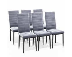 Bealife Eetkamerstoelen Set van 6 Eetkamerstoelen voor Keuken Eetkamer Fluwelen Zitting Gewatteerde Stoelen Modern. (Licht Grijs, 6)