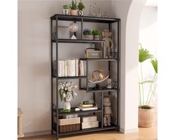 Bealife FS13 Boekenrek met 5 planken - Boekenkast industrieel - Kasten - 98x30x180cm - Zwart