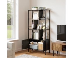 Bealife FS28 Boekenkast - Open Kast - Vitrinekast - Opslagruimte - Geschikt voor Slaapkamer, Woonkamer, Kantoor - 74 x 30 x 150 cm - Zwart