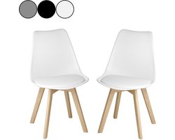 Bealife TB18 Eetkamerstoel - Set van 2 - Kuipstoel – Beukenhouten onderstel – Wit