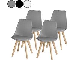 Bealife TB18 Eetkamerstoel - Set van 4 - Kuipstoel – Beukenhouten onderstel – Grijs