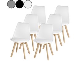 Bealife TB18 Eetkamerstoel - Set van 6 - Kuipstoel – Beukenhouten onderstel – Wit
