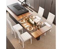 Bealife TB40C Stoelen Set voor 4 - Moderne Eetkamer Stoelen Set met PU Leer - Keuken Stoelen voor Kleine Ruimten - Restaurant, Bar, Woonkamer -41x39x96cm- Wit