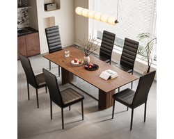 Bealife TB41C Eetkamerstoelen Set Van 6 - Eetkamer Stoelen Klassiek Set met PU Leer - Moderne Keukenstoel, Eetkamerstoel of Eettafelstoel-41x39x96cm - Zwart