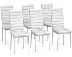 Bealife TB41C Stoelen Set voor 6- Moderne Eetkamer Stoelen Set met PU Leer-Huis Meubilair-41x39x96cm-Wit
