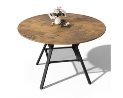Bealife TB67 Ronde Eettafel – Diameter 120 cm – MDF blad, metalen poten – Waterbestendig en vochtbestendig – Naturel