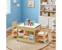 Bealife TB91 Kindertafeltje en Stoeltjes - 3-in-1 Kinder Tafel & Stoelenset - Speeltafel met Opbergruimte en Schoolbord/Whiteboard - Kinder Tekentafel - Set 3 t/m 7 Jaar - Oranje