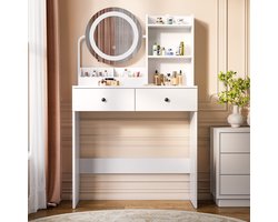 Bealife VB33 kaptafel,kaptafel met LED verlichting spiegel en 2 lades