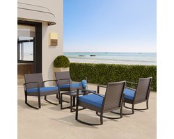 Bealife WR210 Garden Tuinset - 3 Delige Stoel Loungesets - Rieten Patio Set 2 Persoons met Salontafel - Bistroset van Rotan Patio Stoelen voor Balkon, Veranda, Tuin, Zwembadzijde -68x58x73cm -Blauw